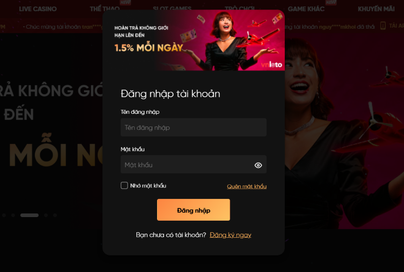 Đăng nhập 1 đăng nhập vnloto